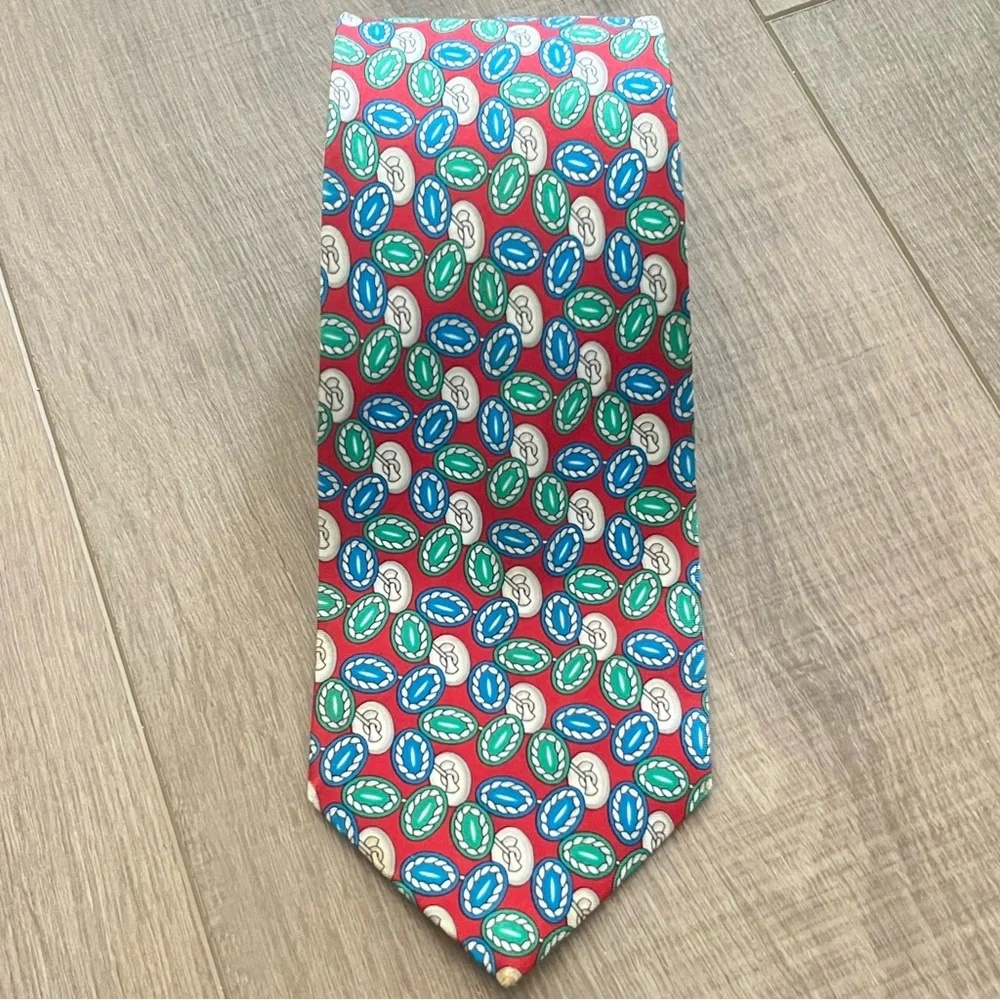 Burberry London Mens Silk Designer Necktie Italy Multi‎ Color Red Green Blue Tie